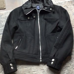 Gap Women's Jacket Black Full Zip Wool Blend Quilted Lined Coat